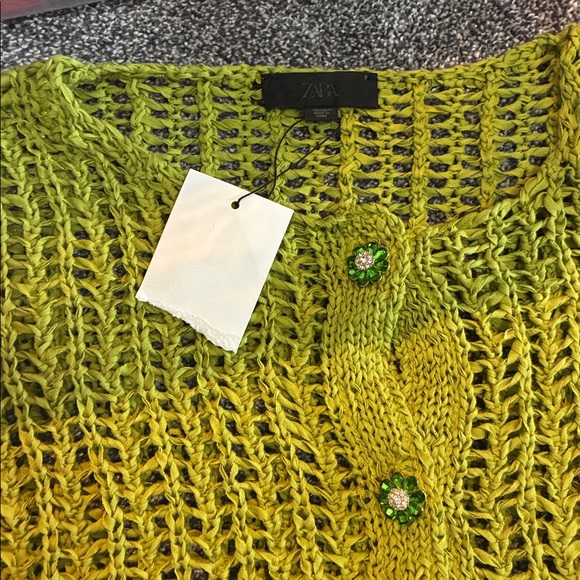 Zara NWT ribbon knit cardigan green - Picture 6 of 6